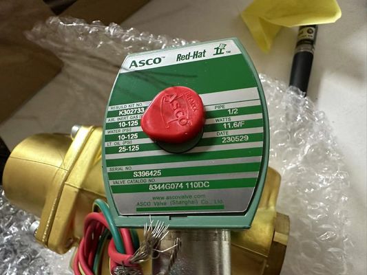 8344G074 110V 에머슨 ASCO 소레노이드 밸브 4 차원 1/2 "NPT 단일 소레노이드 구리체