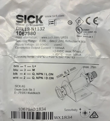 SICK GRL18-N1132 광전기 센서 GR18 파장 650nm