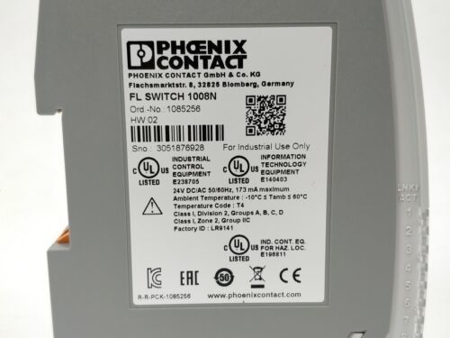 FL SWITCH 1008N 1085256 산업 이더넷 스위치 IP54 보호 수준과 0.05 cm-1 셀 상수