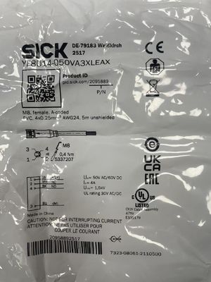 IP20 단자 EN 60529 SICK YF8U14-050VA3XLEAX 센서/액추에이터 케이블, 40mA 전류 소비