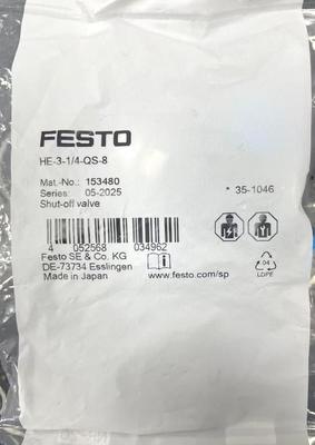 Festo HE-3-14-QS-8 밸브 종료