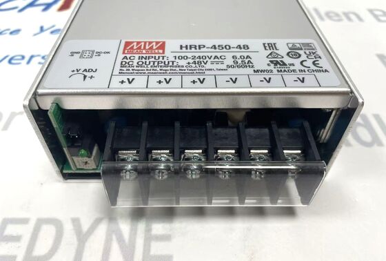 평균 웰 HRP-450-48 48Vdc 9.5A PFC 전원 공급 8 아날로그 출력 컴팩트 100mm x 100mm x 100mm 크기